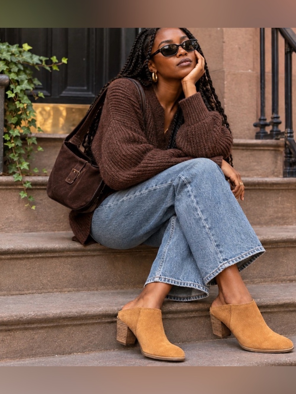 Franco Sarto Denzel Tan Suede 90s Minimalist Heeled 7.5